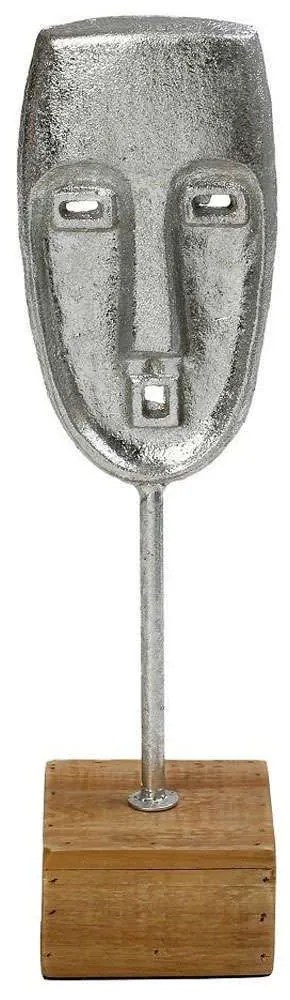 Διακοσμητικό Αγαλματίδιο Κεφάλι ICY301 10x10x40,5cm Silver-Natural Espiel Μέταλλο,Ξύλο