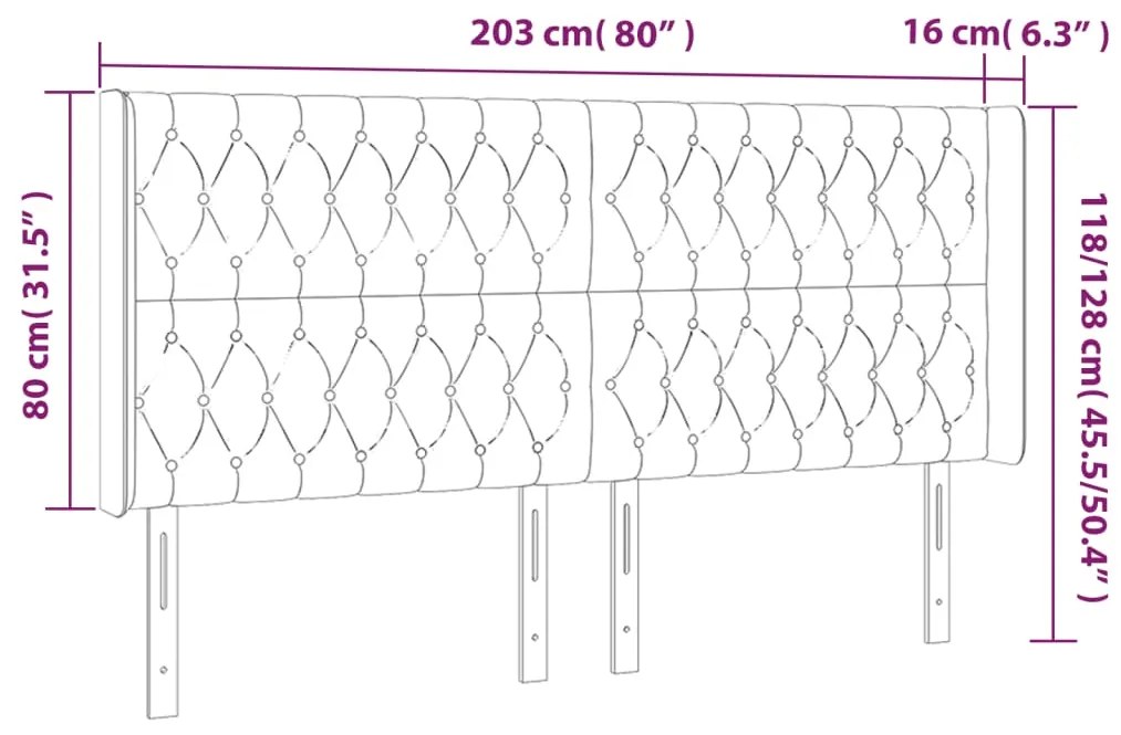 vidaXL Κεφαλάρι Κρεβατιού LED Ροζ 203x16x118/128 εκ. Βελούδινο