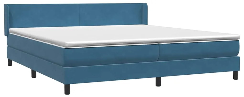 vidaXL Κρεβάτι Boxspring με Στρώμα Σκούρο Μπλε 180x210 εκ. Βελούδινο