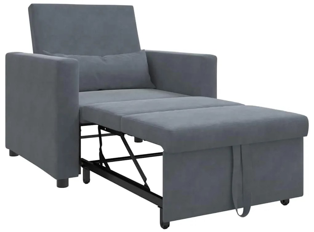 vidaXL Μονός καναπές-κρεβάτι Σκούρο γκρι 90 x 165 x 87 εκ. Βελούδο