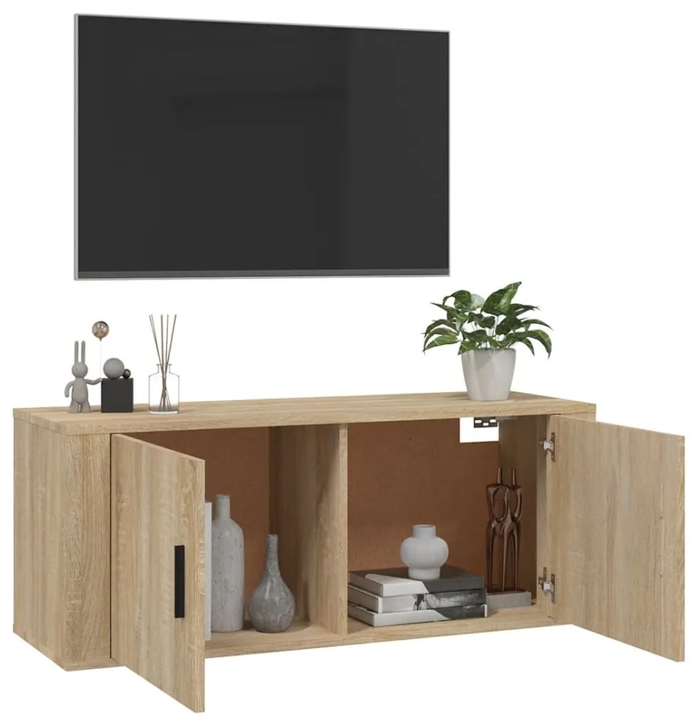 vidaXL Έπιπλο Τηλεόρασης Επιτοίχιο Sonoma Δρυς 100 x 34,5 x40  εκ.