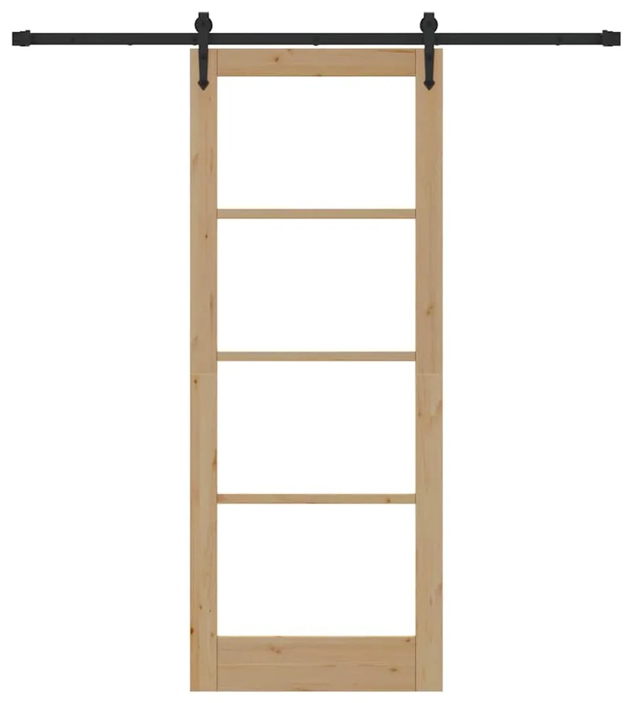 vidaXL Συρόμενη Πόρτα Φυσικό και Μαύρο 83 x 211 εκ.