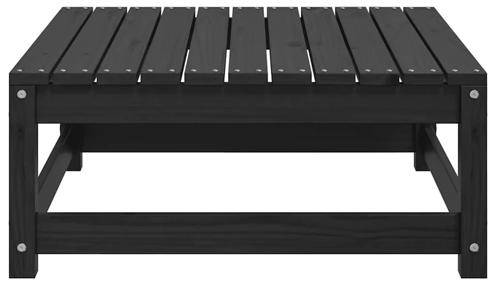 vidaXL Υποπόδιο Κήπου Μαύρο από Μασίφ Ξύλο Πεύκου με Μαξιλάρι