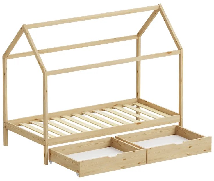 Παιδικό κρεβάτι Mellin τ.Montessori με 2 συρτάρια pakoworld ξύλο πεύκου σε φυσική απόχρωση 90x190εκ