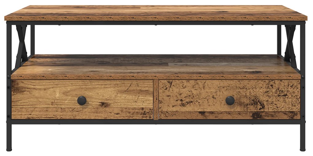 vidaXL Τραπεζάκι σαλονιού with Drawer Παλαιό ξύλο 100 x 51 x 45 cm