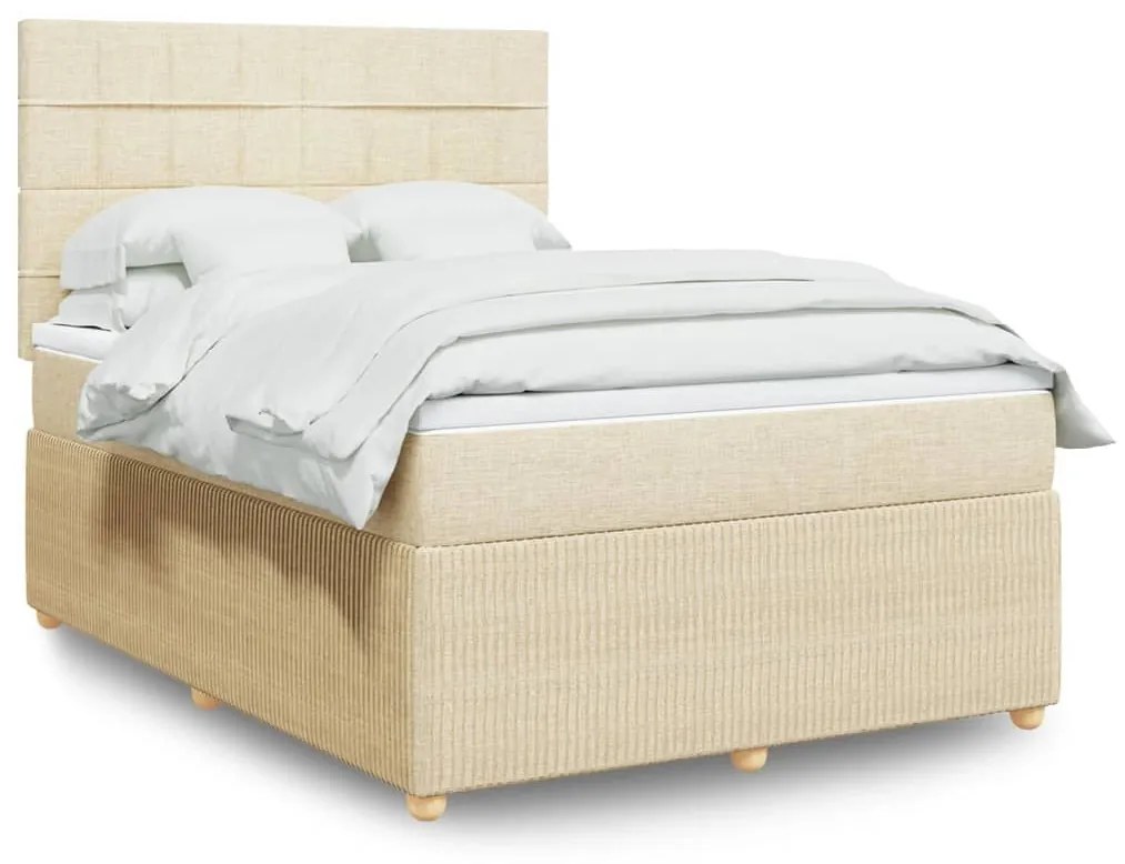 Κρεβάτι Boxspring με Στρώμα Κρεμ 160x200 εκ. Υφασμάτινο - Κρεμ