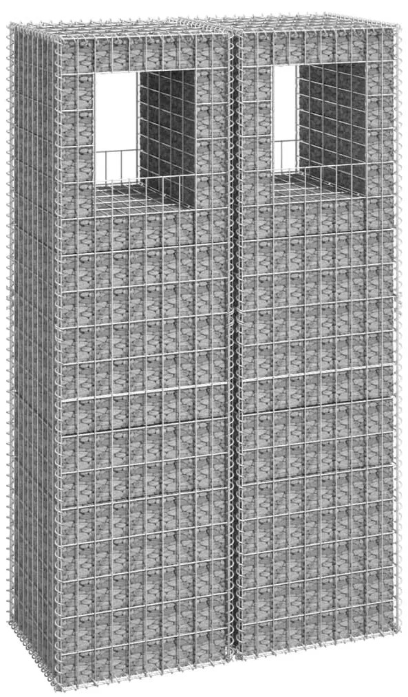 vidaXL Συρματοκιβώτια Στύλοι 2 τεμ. 50 x 50 x 180 εκ. Σιδερένιοι