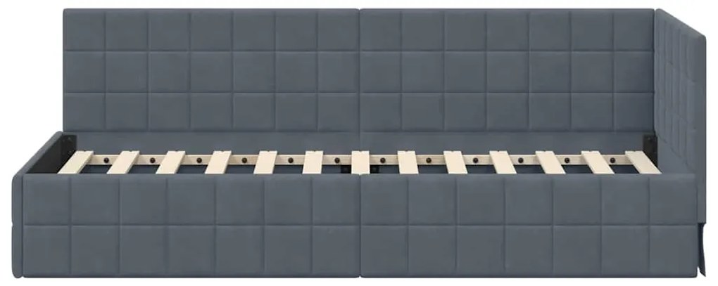 vidaXL Κρεβάτι Γωνίας με κεφαλάρι Σκούρο Γκρι 80 εκ x 200 εκ Βελούδο