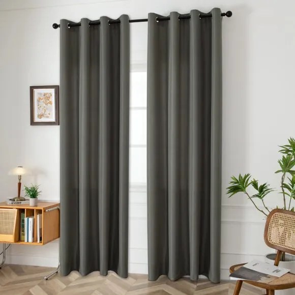 Beauty Home Κουρτίνα μεσαίας σκίασης με 8 μεταλλικούς κρίκους Effect Art 8443 140x270 Ανθρακί