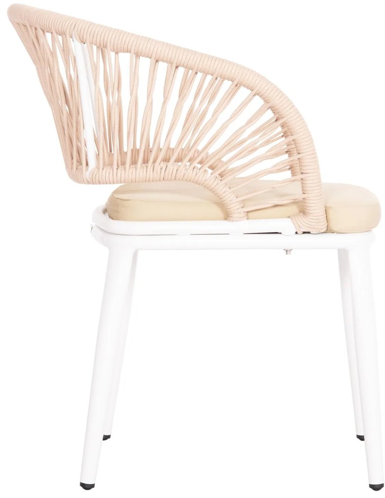Καρέκλα - Πολυθρόνα MAGNET C6287.02 Λευκή Αλουμινίου με Μπέζ P.E. Σχοινί 59x61x81.5Υεκ. 4αδα 59x61x81.5 εκ.