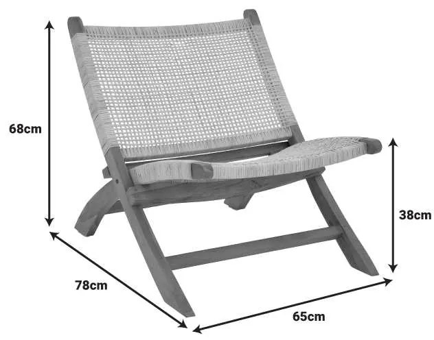 Πολυθρόνα Jerenze pakoworld φυσικό teak ξύλο-φυσικό rattan 65x78x68εκ