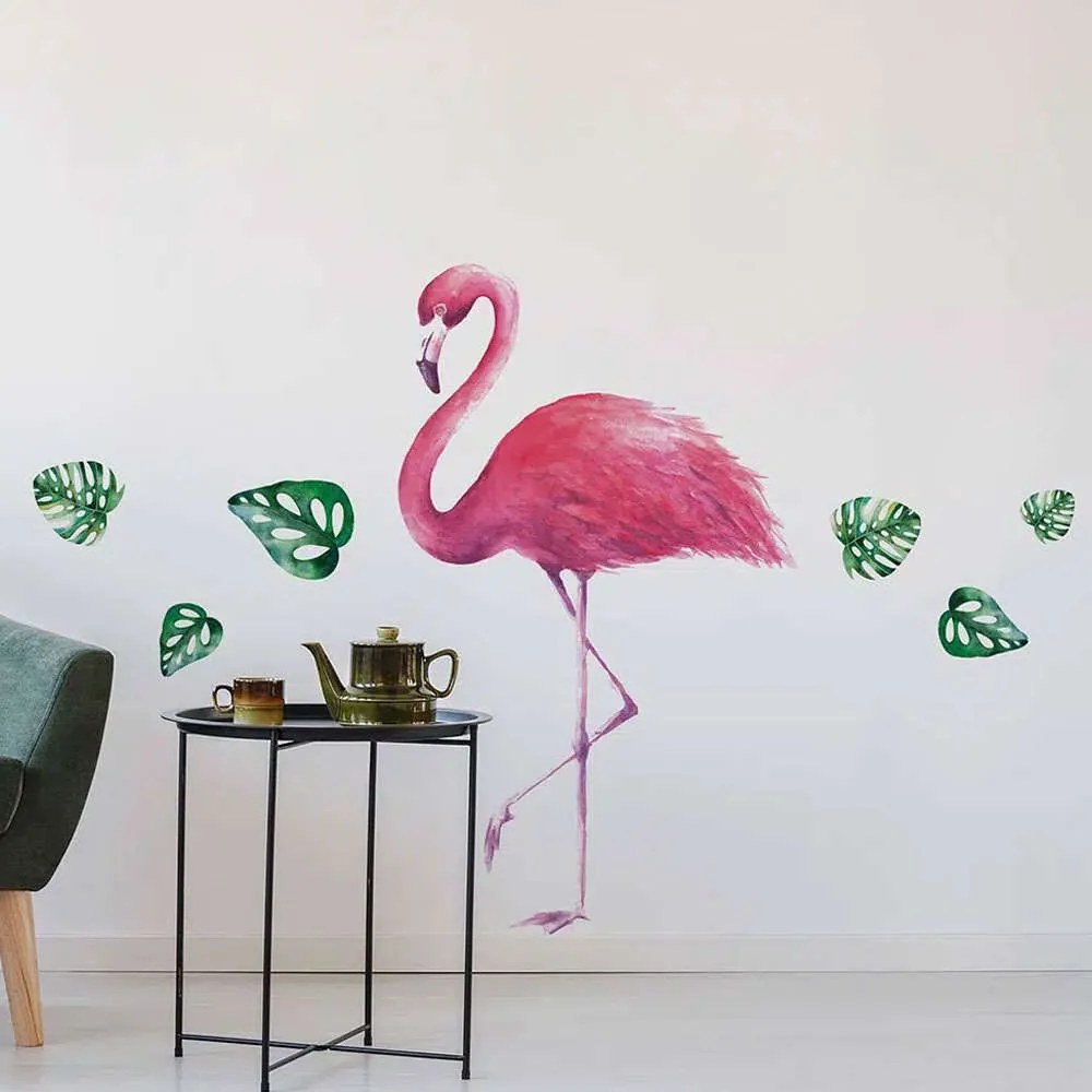 Αυτοκόλλητα Τοίχου Βινυλίου Tropical Flamingos 44237 70x70cm Pink Ango Vinyl