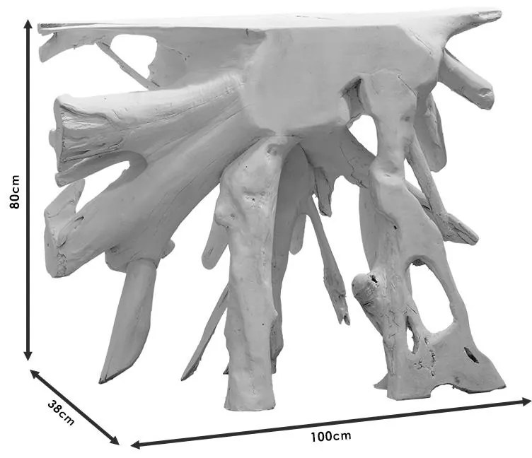 Κονσόλα Lyle χειροποίητη μασίφ ξύλο λευκό 100x38x80εκ