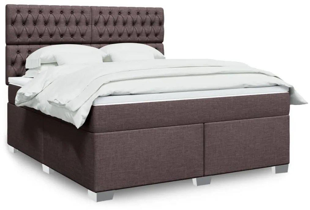 vidaXL Κρεβάτι Boxspring με Στρώμα Σκούρο Καφέ 180x200 εκ Υφασμάτινο