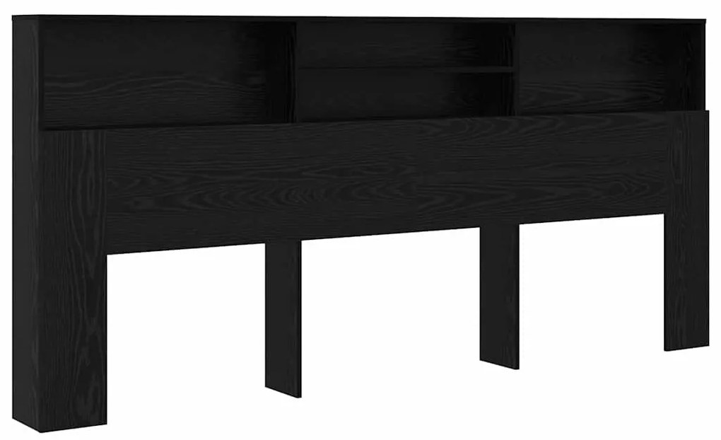 vidaXL Κρεβάτι με Κεφαλάρι με ράφι Μαύρη δρυς 220 x 19 x 101.5 εκ