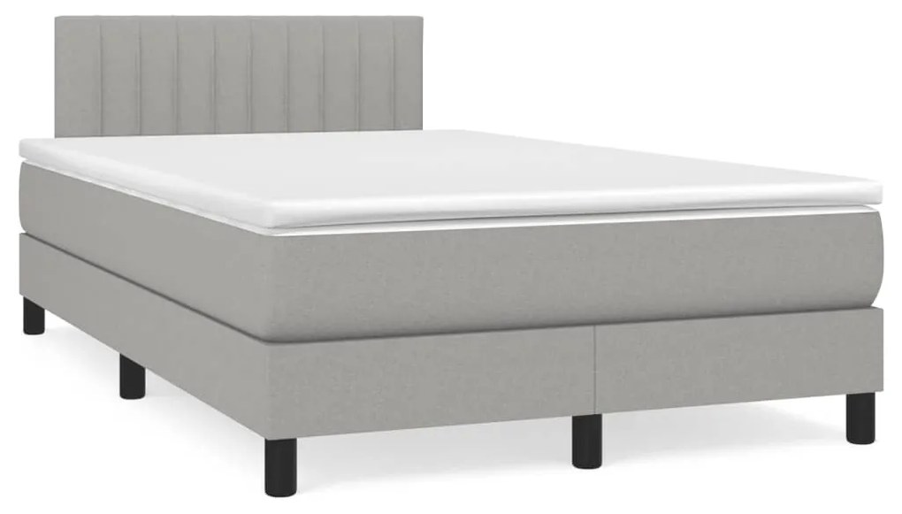 Κρεβάτι Boxspring με Στρώμα & LED Αν.Γκρι 120x190εκ. Υφασμάτινο