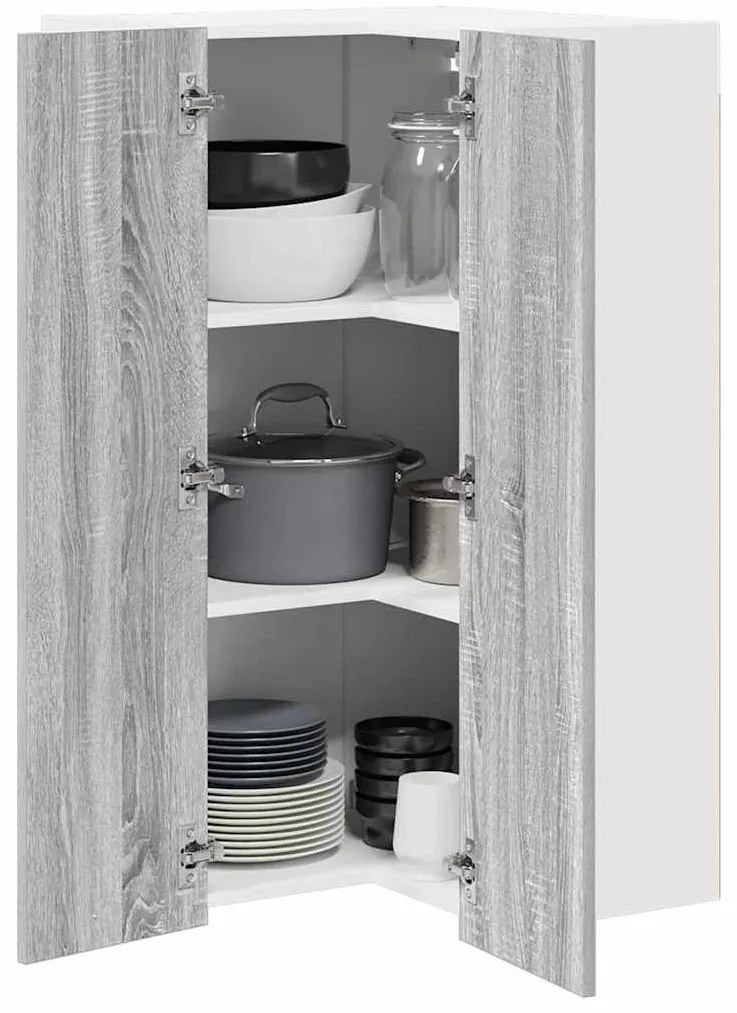 vidaXL Κρεμαστό ντουλάπι Riga Γκρι Σομόνα και Λευκό 57 x 57 x 100 εκ.