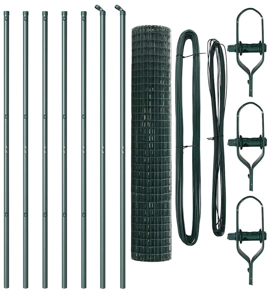 vidaXL Φράχτης με Στήλες. Πράσινο 1.6 x 10 m Ατσάλι