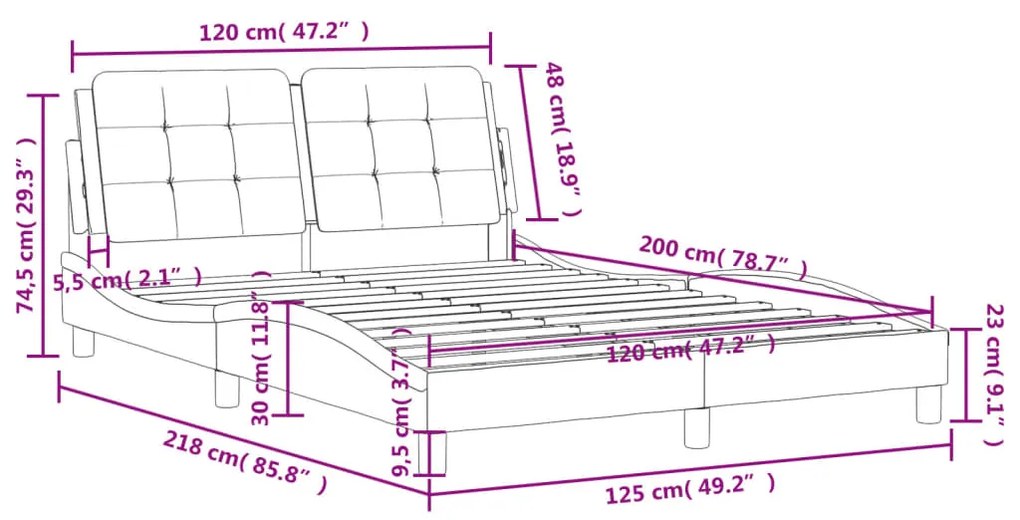 Πλαίσιο Κρεβατιού με Κεφαλάρι Καφέ 120x200 εκ. Συνθετικό Δέρμα - Καφέ