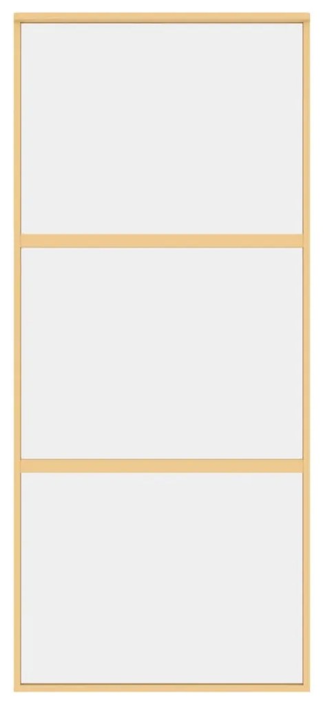 Συρόμενη Πόρτα Χρυσή 90 x 205 εκ. από Γυαλί ESG και Αλουμίνιο - Χρυσό