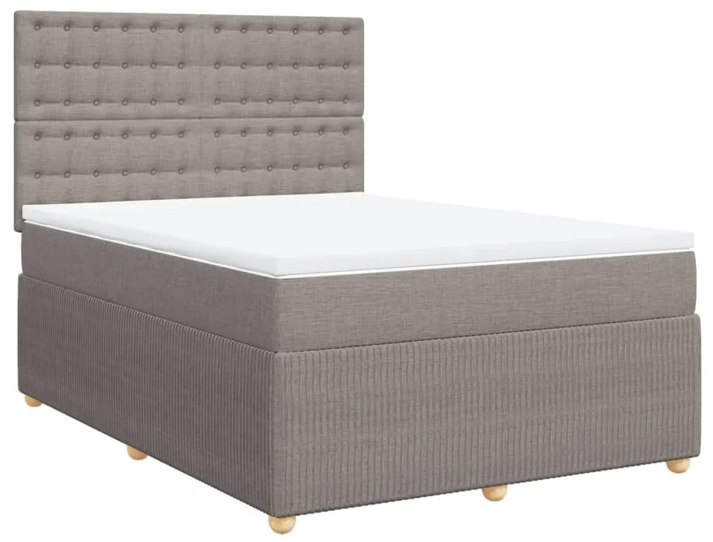 Κρεβάτι Boxspring με Στρώμα Taupe 140x200 εκ. Υφασμάτινο - Μπεζ-Γκρι