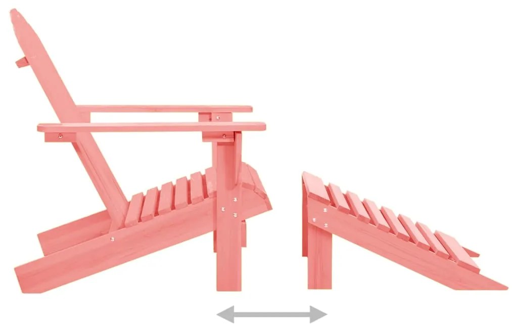 vidaXL Καρέκλα Κήπου Adirondack με Υποπόδιο Ροζ από Ξύλο Ελάτης