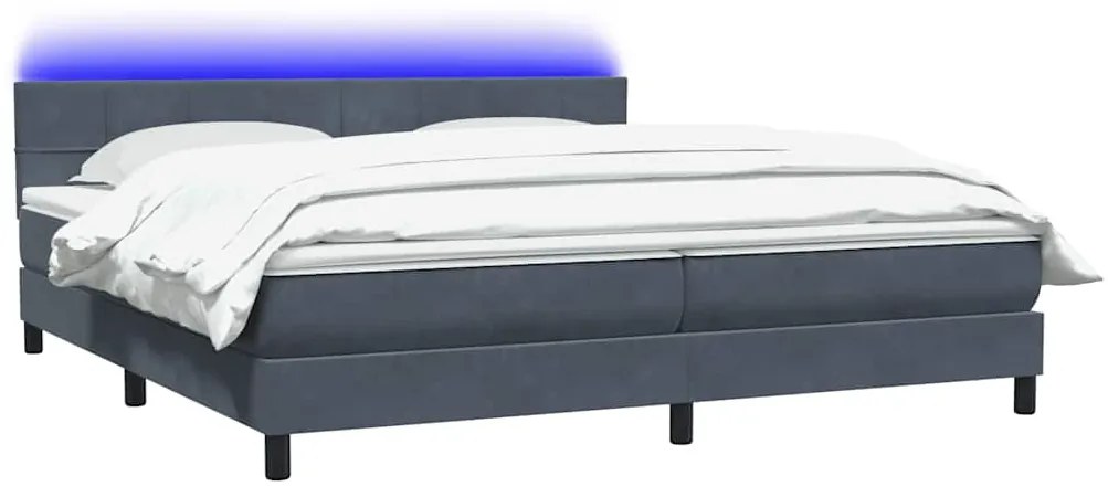 Κρεβάτι Boxspring με Στρώμα Σκούρο Γκρι 200x210 εκ. Βελούδινο - Γκρι