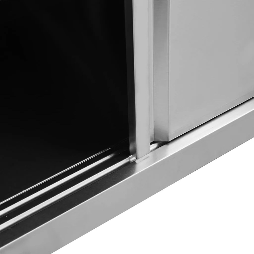 vidaXL Ερμάριο Πάγκος Συρόμενες Πόρτες 120x50x(95-97) εκ. Ανοξ. Ατσάλι