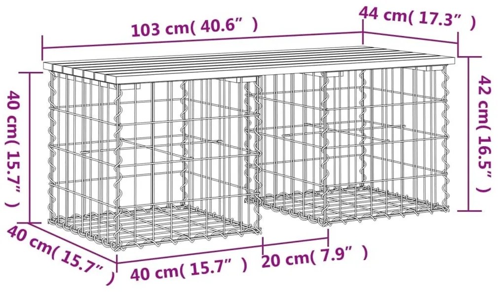 Παγκάκι Κήπου Συρματοκιβώτιο 103x44x42 εκ. Μασίφ Ξύλο Πεύκου - Καφέ