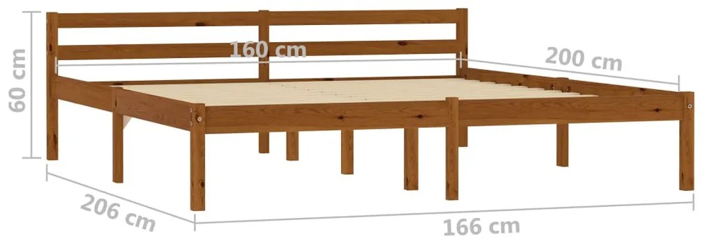 vidaXL Πλαίσιο Κρεβατιού Καφέ Μελί 160 x 200 εκ. από Μασίφ Ξύλο Πεύκου