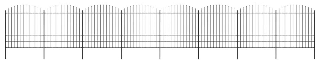 vidaXL Κάγκελα Περίφραξης με Λόγχες Μαύρα (1,75-2) x 13,6 μ. Ατσάλινα