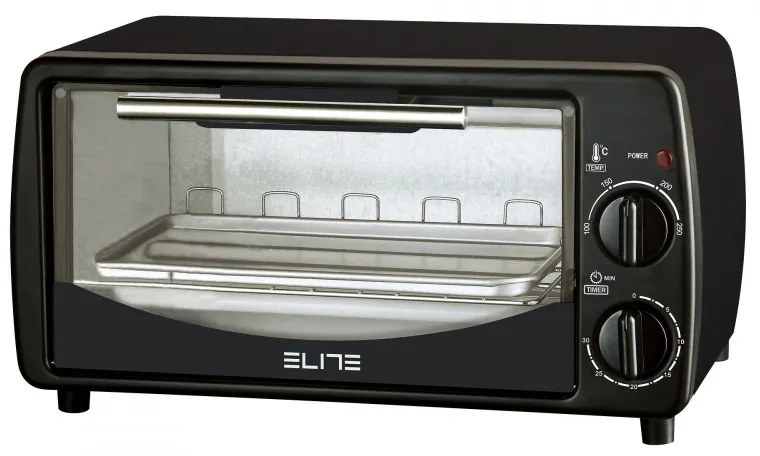 Elite EMO-2509 μίνι φούρνος, 650W, 7 λίτρα, 2 θερμαντήρες χαλαζία, 100 έως 250C, χρονοδιακόπτης 30 λεπτών, Μαύρο