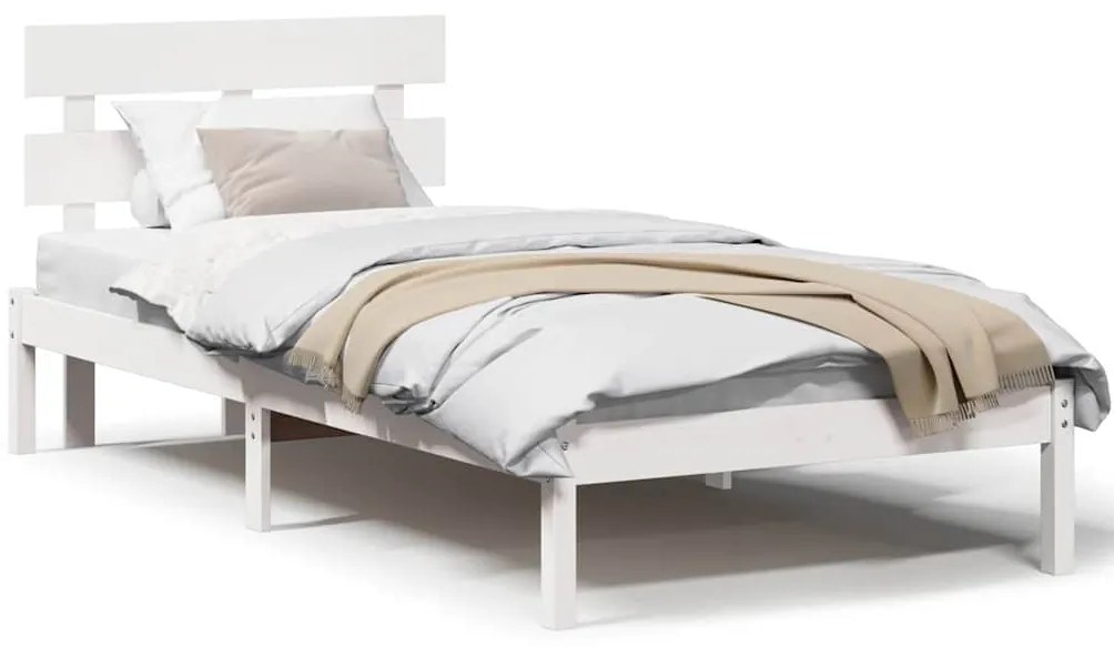 vidaXL Σκελετός Κρεβατιού Λευκό 90 x 190 cm Μασίφ ξύλο πεύκου