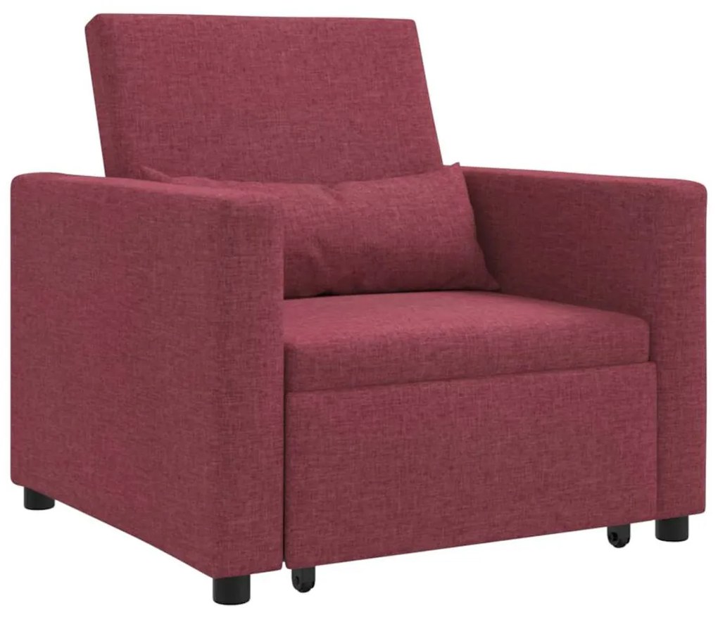 vidaXL Μονός καναπές-κρεβάτι Μπορντό 90 x 165 x 87 εκ. ύφασμα