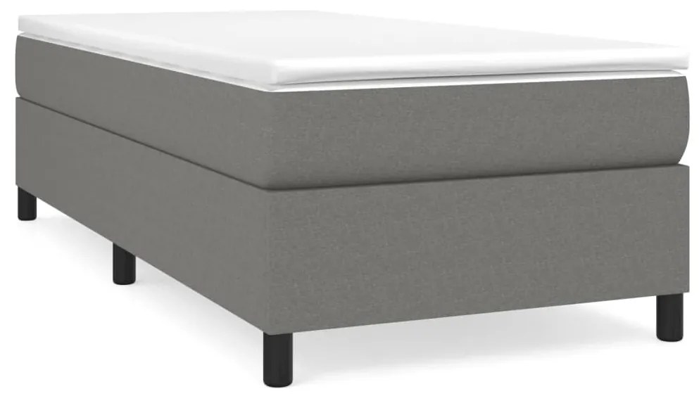 vidaXL Κρεβάτι Boxspring με Στρώμα Σκούρο Γκρι 90x200 εκ. Υφασμάτινο