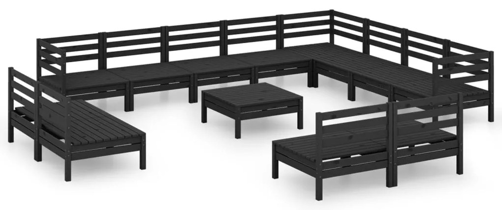 vidaXL Σαλόνι Κήπου Σετ 13 Τεμαχίων Μαύρο από Μασίφ Ξύλο Πεύκου
