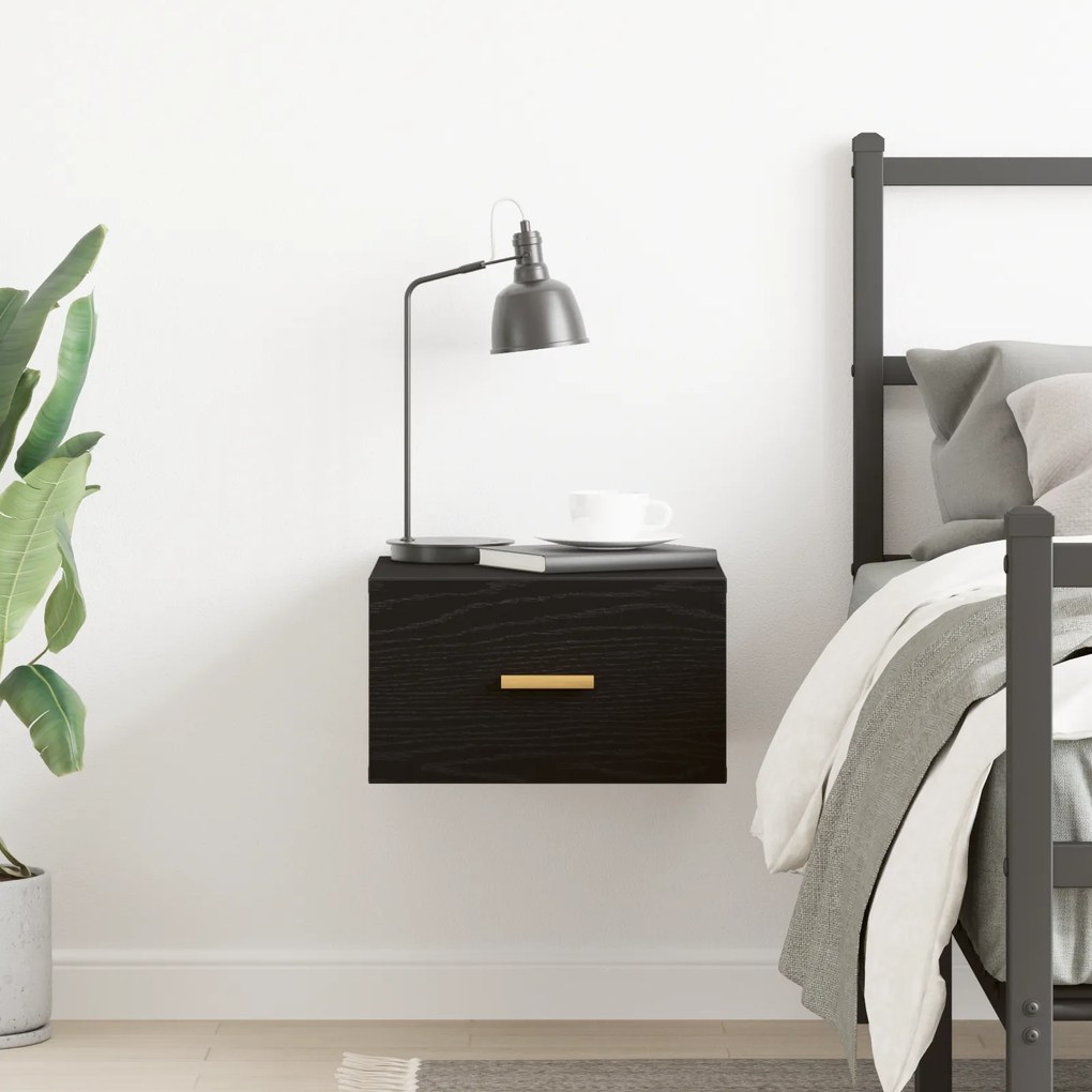 vidaXL Τοίχου Κομοδίνο Μαύρη Βελανιδιά 35x35x20 εκ