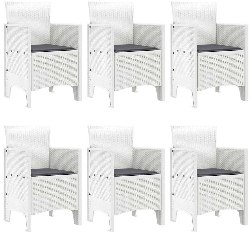 vidaXL Σέτ φαγητού για κήπο 7 pcs Λευκό Rattan Polt