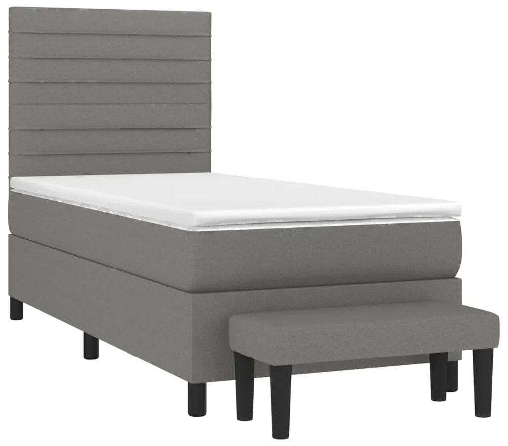 ΚΡΕΒΑΤΙ BOXSPRING ΜΕ ΣΤΡΩΜΑ ΣΚΟΥΡΟ ΓΚΡΙ 90X190 ΕΚ. ΥΦΑΣΜΑΤΙΝΟ 3136638