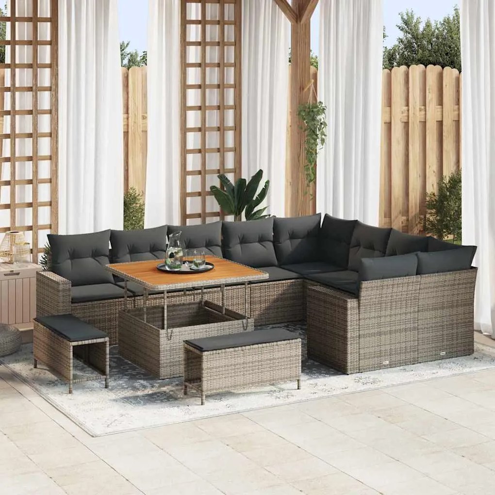 vidaXL Σετ Καναπέ Κήπου 12 pcs Γκρι συνθετικό ρατάν