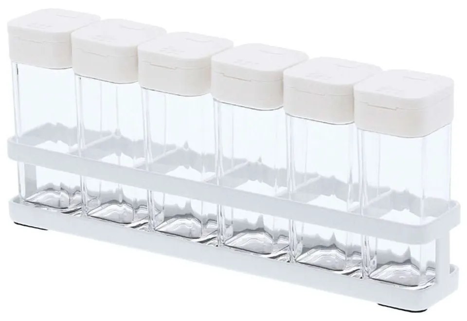 Βάζα Μπαχαρικών Σε Βάση (Σετ 7Τμχ) LBTYMZK3347 23,5x4x4cm Clear-White Yamazaki Steel,Glass