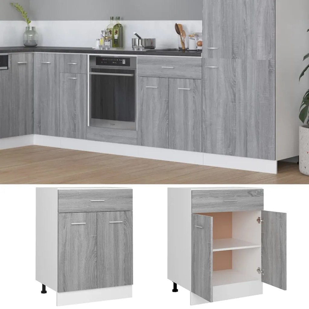 vidaXL Ντουλάπι με Συρτάρια "Lyon" Γκρι Sonoma 60x46x81,5 εκ. από Τεχνητό Ξύλο