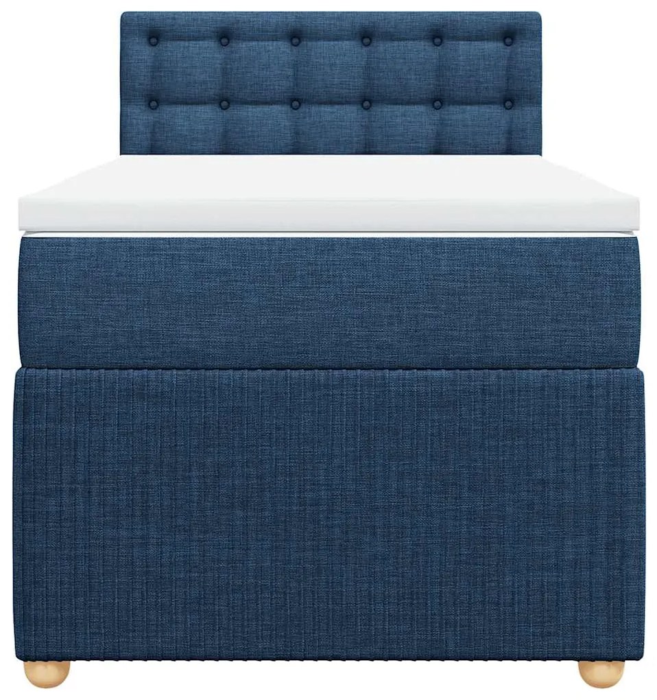 vidaXL Κρεβάτι Boxspring με Στρώμα Μπλε 90x200 εκ.Υφασμάτινο