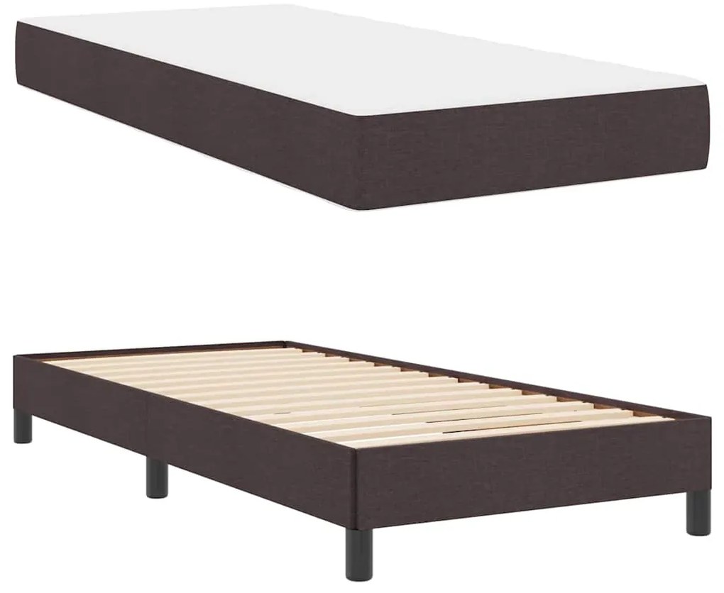 vidaXL Κρεβάτι με ελατήρια με στρώμα Σκούρο Καφέ 80 x 200 cm ύφασμα