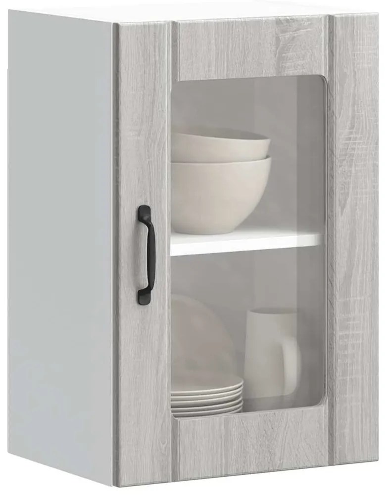 Ντουλάπι τοίχου κουζίνας με γυάλινη πόρτα "Lucca" Γκρι Sonoma