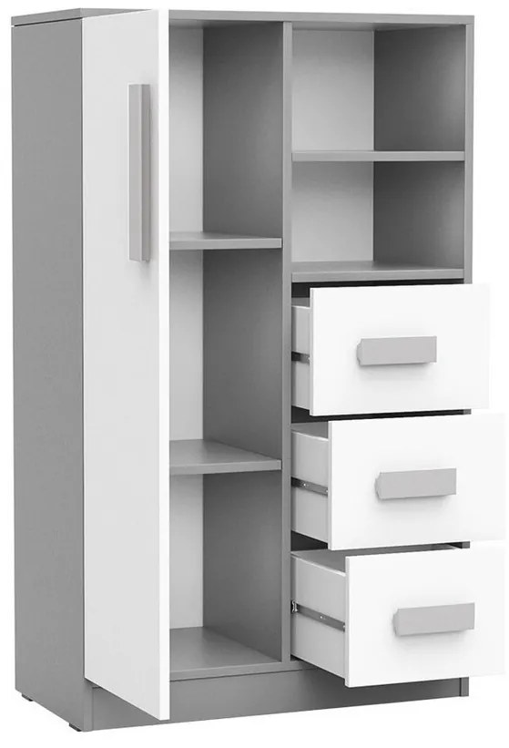 Σιφονιέρα Akron H100, Πράσινο, Άσπρο, Ανθρακί, Με συρτάρια και ντουλάπια, Αριθμός συρταριών: 3, 132x80x40cm, 49 kg, Ξύλο: Δρυς | Epipla1.gr