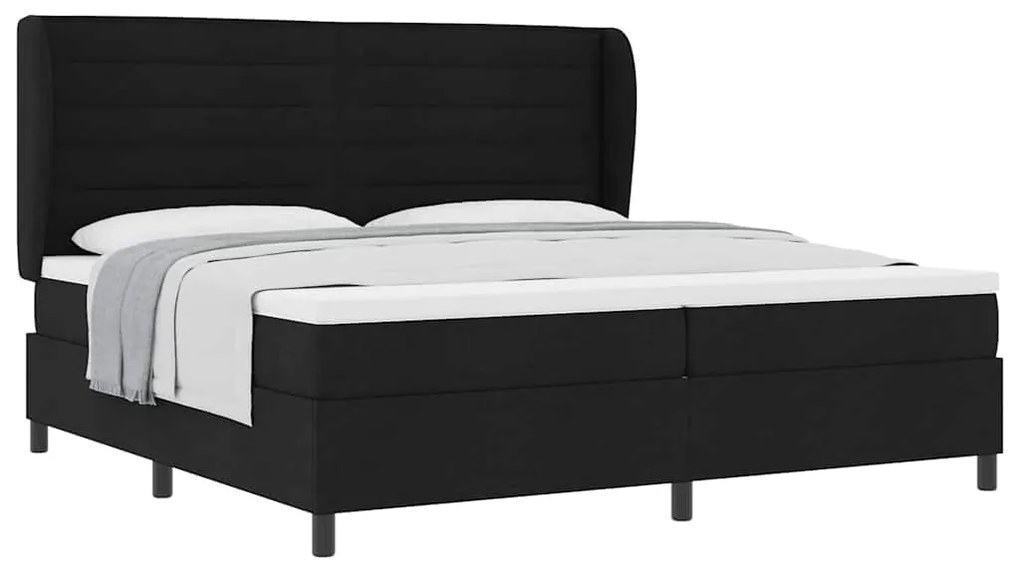 vidaXL Κρεβάτι με ελατήρια με στρώμα Μαύρο 200 x 200 cm ύφασμα