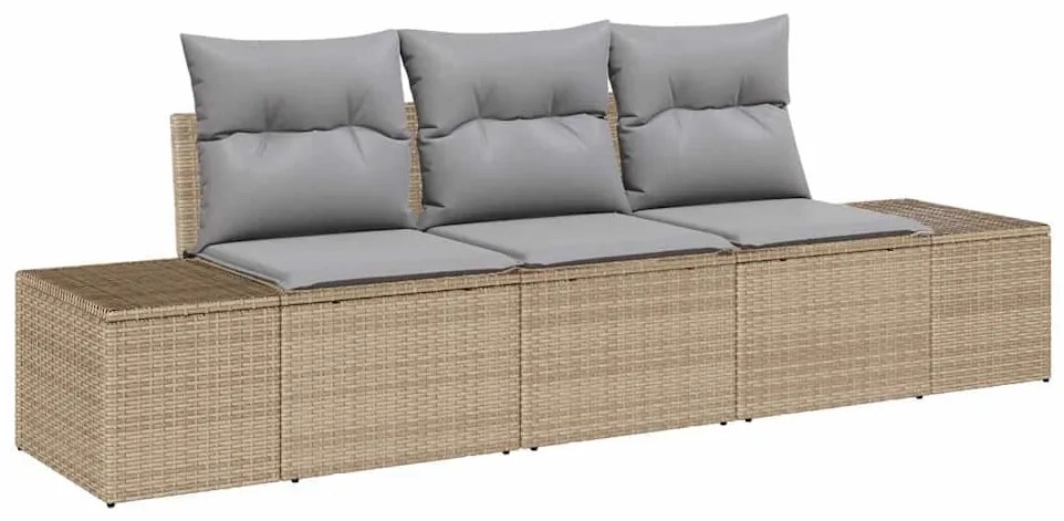 vidaXL Σετ Καναπέ Κήπου με μαξιλάρι 3 pcs Μπεζ, Ανοιχτό Γκρι
