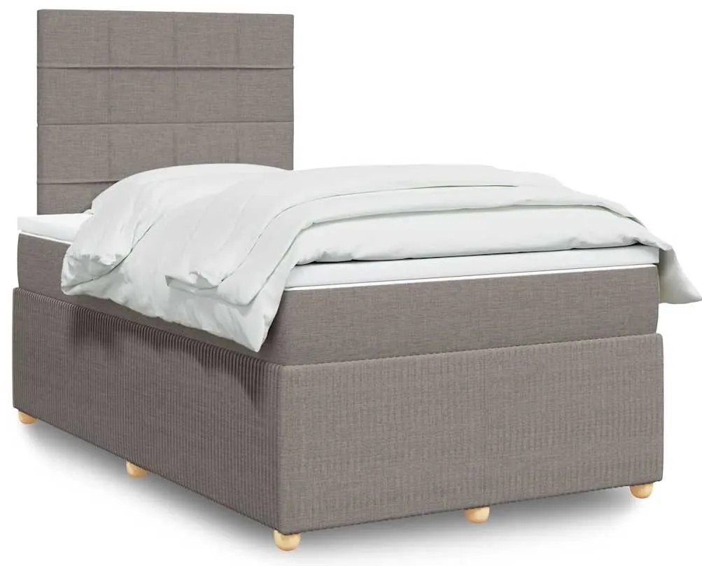 vidaXL Κρεβάτι Boxspring με Στρώμα Taupe 120x200 εκ. Υφασμάτινο