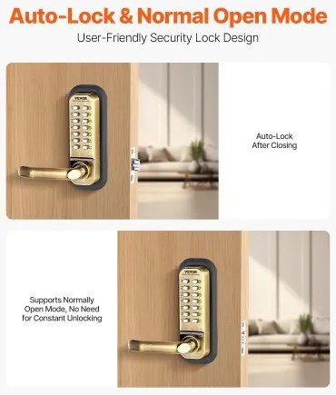 VEVOR Mechanical Keyless Entry Door Lock 14 Key Mechanical Door Lock Waterproof
